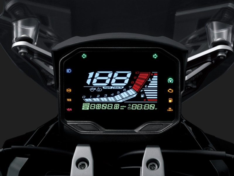 Painel TFT grande em motocicleta moderna